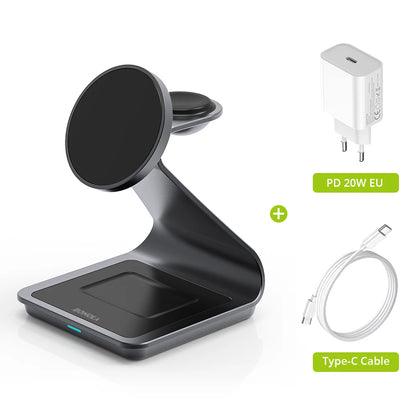 Bonola magnetisk 3 i 1 trådlös laddare för iPhone 17/16/15/13/14/12 30W trådlös laddningsstation för Apple Watch/AirPods Pro