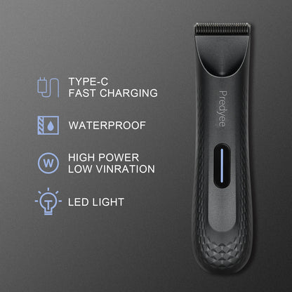 Recortadora eléctrica de vello púbico para hombre, recortadora corporal impermeable, cuchilla cerámica reemplazable