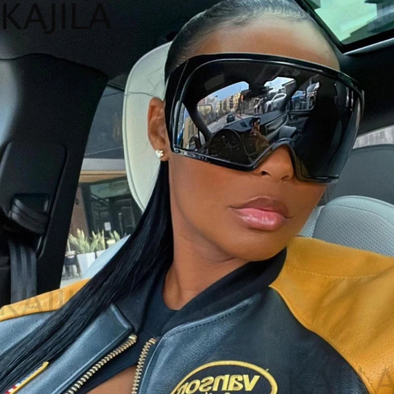 Gafas de sol punk oversize con escudo para mujer y hombre, montura grande 2025, marca de lujo, gafas de sol steampunk para damas, gafas deportivas UV400