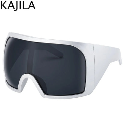 Gafas de sol punk oversize con escudo para mujer y hombre, montura grande 2025, marca de lujo, gafas de sol steampunk para damas, gafas deportivas UV400