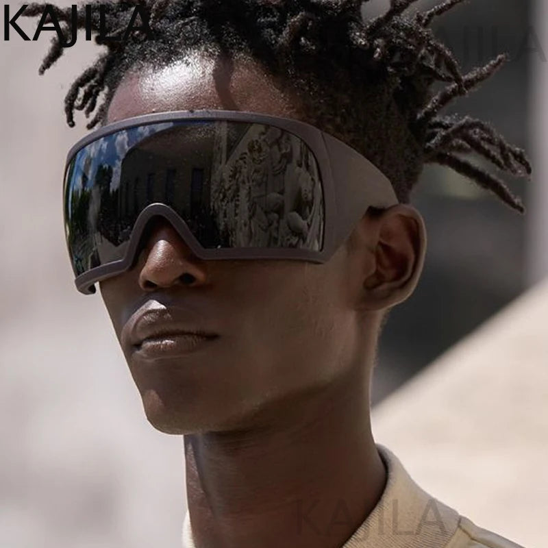 Gafas de sol punk oversize con escudo para mujer y hombre, montura grande 2025, marca de lujo, gafas de sol steampunk para damas, gafas deportivas UV400