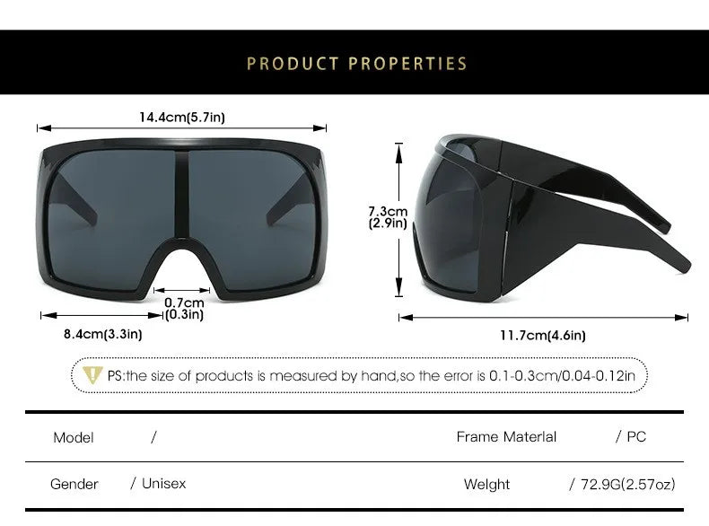 Gafas de sol punk oversize con escudo para mujer y hombre, montura grande 2025, marca de lujo, gafas de sol steampunk para damas, gafas deportivas UV400