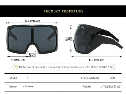 Gafas de sol punk oversize con escudo para mujer y hombre, montura grande 2025, marca de lujo, gafas de sol steampunk para damas, gafas deportivas UV400