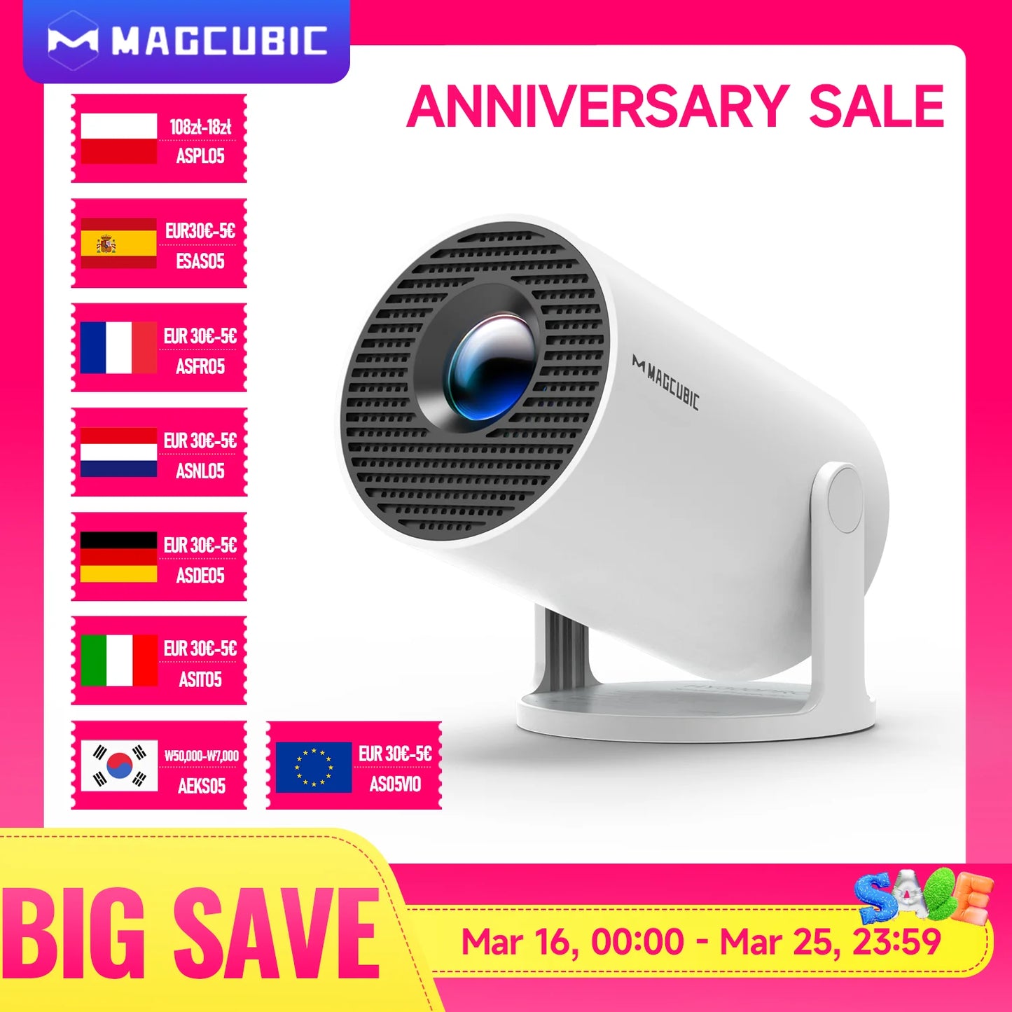 MAGCUBIC Projektor HY300 PRO 8K Android 14 Dual Wifi6 290ANSI Allwinner H726 BT5.4 1080P 1280*720P hemmabio utomhusprojektor