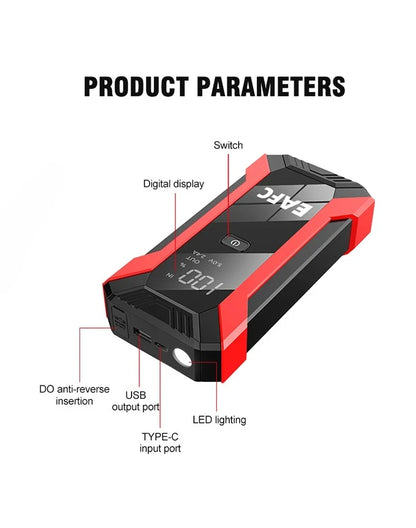 EAFC Auto Starthilfe Powerbank Spitzenstrom 1200A/2000A tragbarer Booster Notfall Batterieladegerät 12V Startgerät