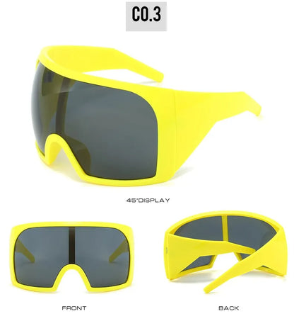 Gafas de sol punk oversize con escudo para mujer y hombre, montura grande 2025, marca de lujo, gafas de sol steampunk para damas, gafas deportivas UV400