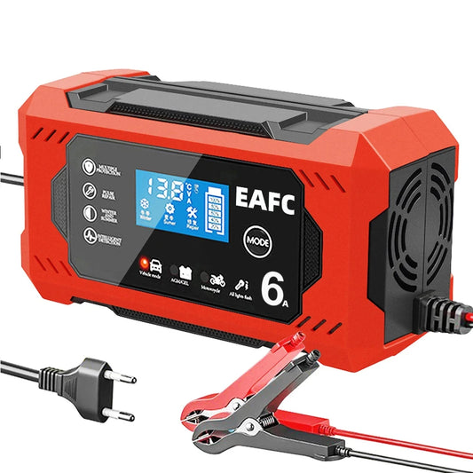 Auto Batterieladegerät 12V 6A intelligent Schnellladung Pulsreparatur Typ Vollauto-Stopp Dual-Modus Bleiakku für Motorrad Lkw