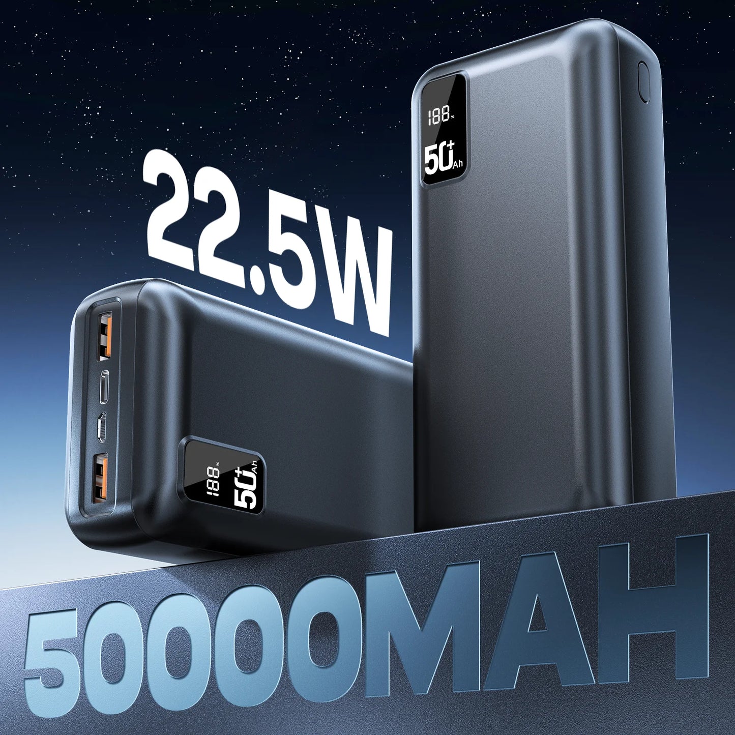 22.5W Powerbank 50000mAh QC PD3.0 Schnellladung tragbares Ladegerät externer Akku für iPad iPhone 17 Xiaomi