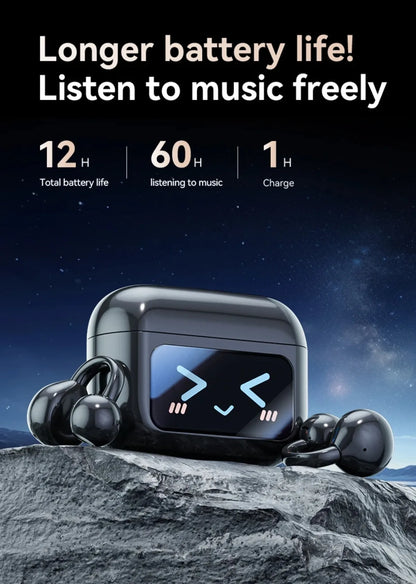 Kabellose Ohrclip-Ohrhörer mit Touchscreen, 144 Sprachen, KI-Echtzeitübersetzung, intelligente Bluetooth-5.4-Earbuds