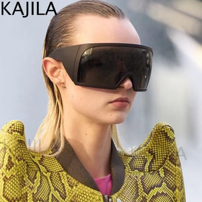 Gafas de sol punk oversize con escudo para mujer y hombre, montura grande 2025, marca de lujo, gafas de sol steampunk para damas, gafas deportivas UV400