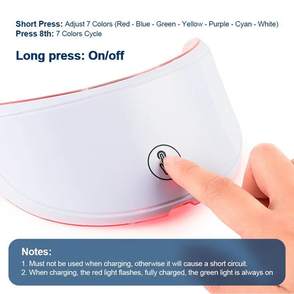 Máscara facial LED de 7 colores con terapia de luz roja para cuello para reafirmar la piel, lifting, antienvejecimiento, bio-luz, belleza, blanqueamiento en casa