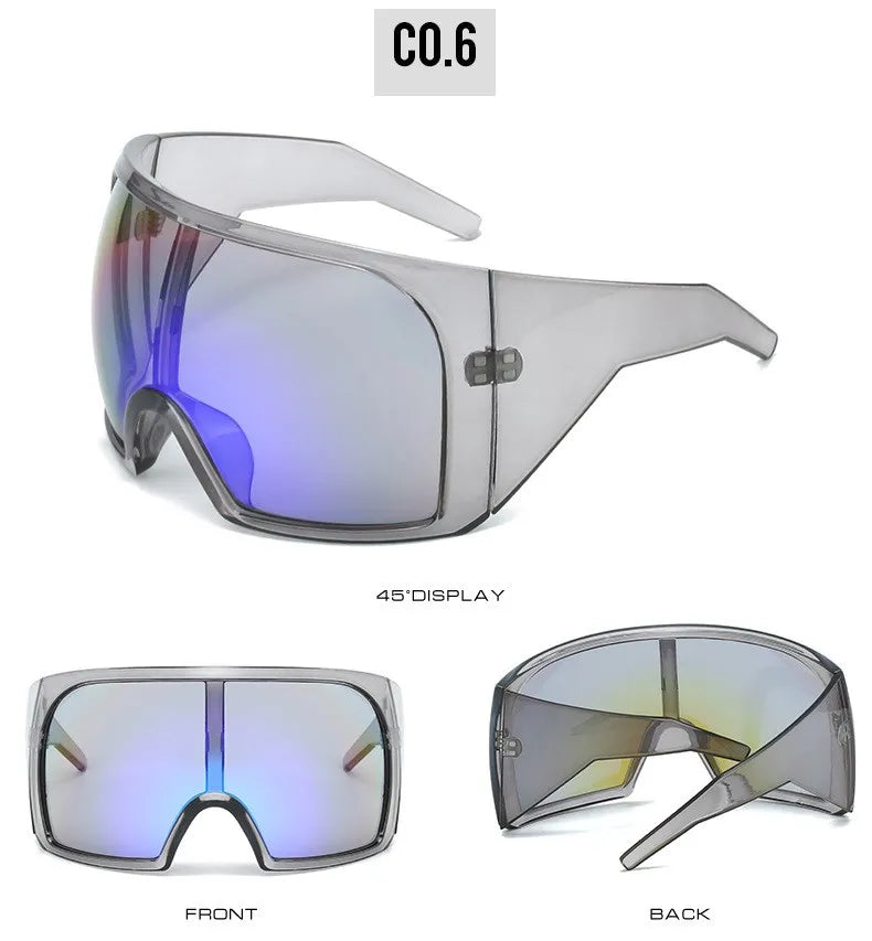 Gafas de sol punk oversize con escudo para mujer y hombre, montura grande 2025, marca de lujo, gafas de sol steampunk para damas, gafas deportivas UV400