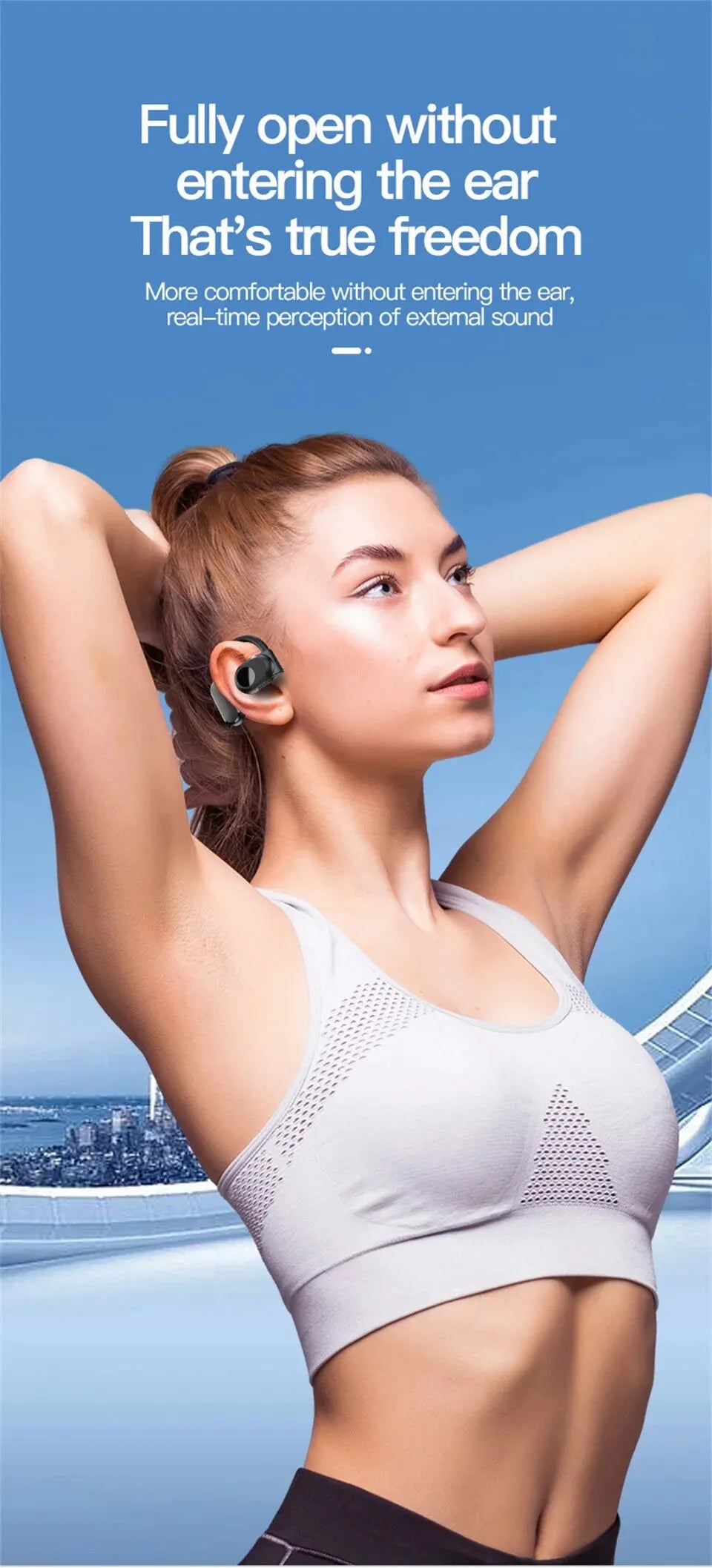 Kabellose Bluetooth-Kopfhörer mit Mikrofon, Knochenleitungs-Freisprech-Headset, geräuschunterdrückende Ohrhörer zum Fahren, Audifonos