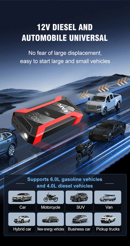 EAFC Auto Starthilfe Powerbank Spitzenstrom 1200A/2000A tragbarer Booster Notfall Batterieladegerät 12V Startgerät
