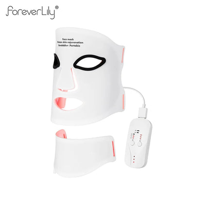 Silikon LED-mask för ansikte med nacke 7-färgers LED-foton rött ljus infraröd terapi flexibel ansiktsmask reparation av hud trådlös användning