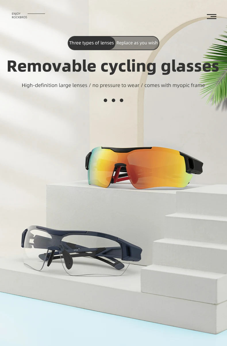 Gafas de ciclismo polarizadas ROCKBROS para hombre, gafas deportivas para carretera, MTB, bicicleta de montaña, protección ocular, 5 lentes