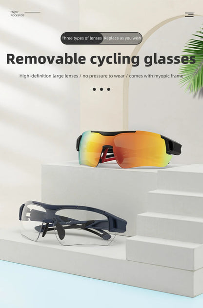 Gafas de ciclismo polarizadas ROCKBROS para hombre, gafas deportivas para carretera, MTB, bicicleta de montaña, protección ocular, 5 lentes