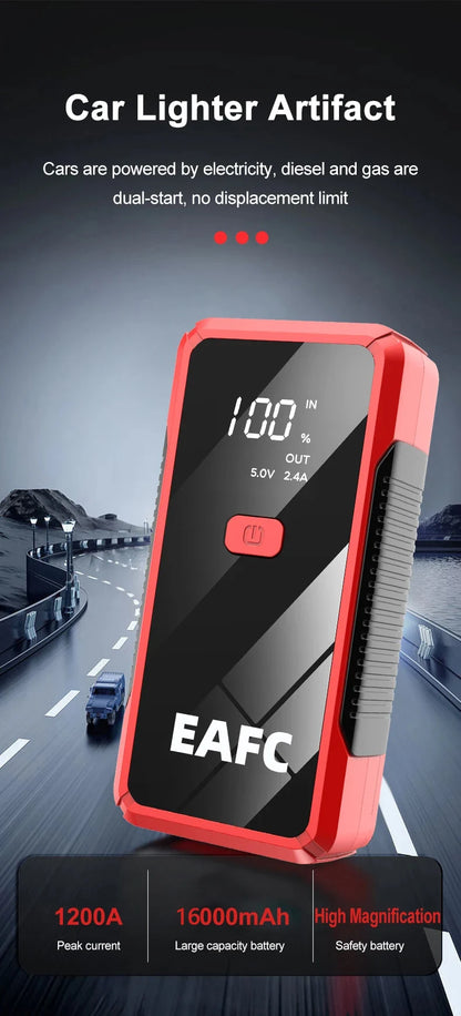 EAFC 12V Auto Starthilfe Powerbank – Tragbarer Jump Starter & Batterie-Booster mit LED-Licht