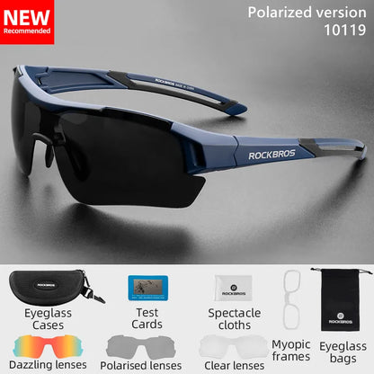 Gafas de ciclismo polarizadas ROCKBROS para hombre, gafas deportivas para carretera, MTB, bicicleta de montaña, protección ocular, 5 lentes