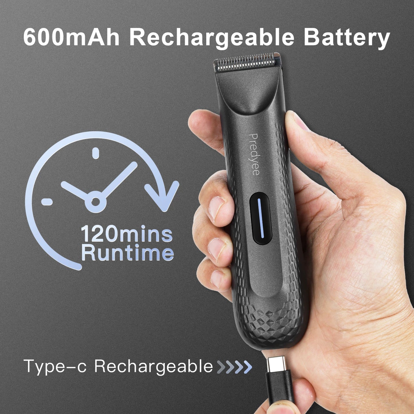 Recortadora eléctrica de vello púbico para hombre, recortadora corporal impermeable, cuchilla cerámica reemplazable