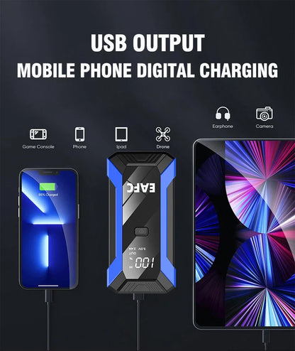 EAFC Auto Starthilfe Powerbank Spitzenstrom 1200A/2000A tragbarer Booster Notfall Batterieladegerät 12V Startgerät