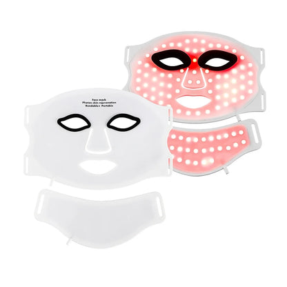 Silikon LED-mask för ansikte med nacke 7-färgers LED-foton rött ljus infraröd terapi flexibel ansiktsmask reparation av hud trådlös användning