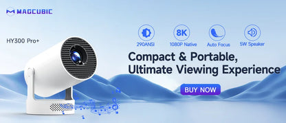 MAGCUBIC Projektor HY300 PRO 8K Android 14 Dual Wifi6 290ANSI Allwinner H726 BT5.4 1080P 1280*720P hemmabio utomhusprojektor