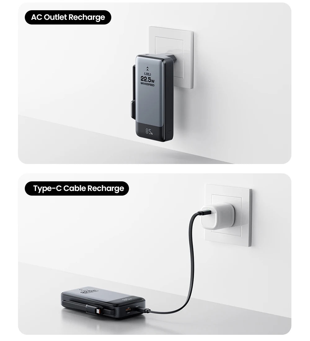 Powerbank 10000mAh 22,5W Rask lader for smarttelefon