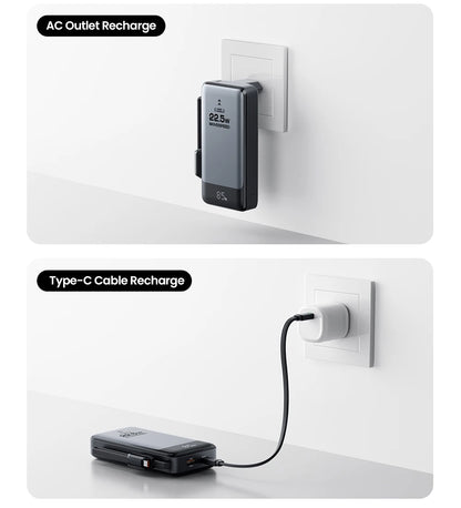 Powerbank 10000mAh 22,5W Rask lader for smarttelefon