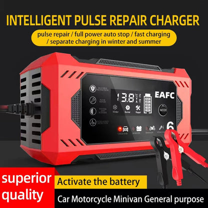 Auto Batterieladegerät 12V 6A intelligent Schnellladung Pulsreparatur Typ Vollauto-Stopp Dual-Modus Bleiakku für Motorrad Lkw