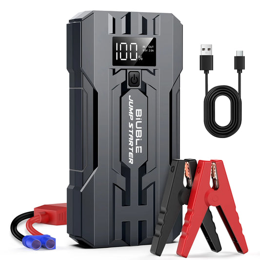 BIUBLE Auto Starthilfe 3000A Spitze 25000mAh 12V Batterie Booster Ladegerät Jump Starter Box mit Display