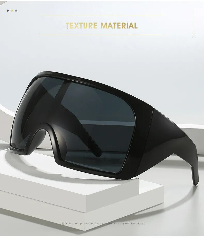 Gafas de sol punk oversize con escudo para mujer y hombre, montura grande 2025, marca de lujo, gafas de sol steampunk para damas, gafas deportivas UV400