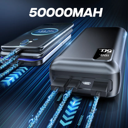 22.5W Powerbank 50000mAh QC PD3.0 Schnellladung tragbares Ladegerät externer Akku für iPad iPhone 17 Xiaomi