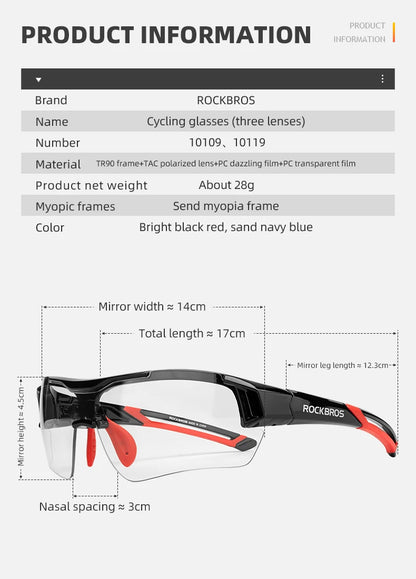 Gafas de ciclismo polarizadas ROCKBROS para hombre, gafas deportivas para carretera, MTB, bicicleta de montaña, protección ocular, 5 lentes