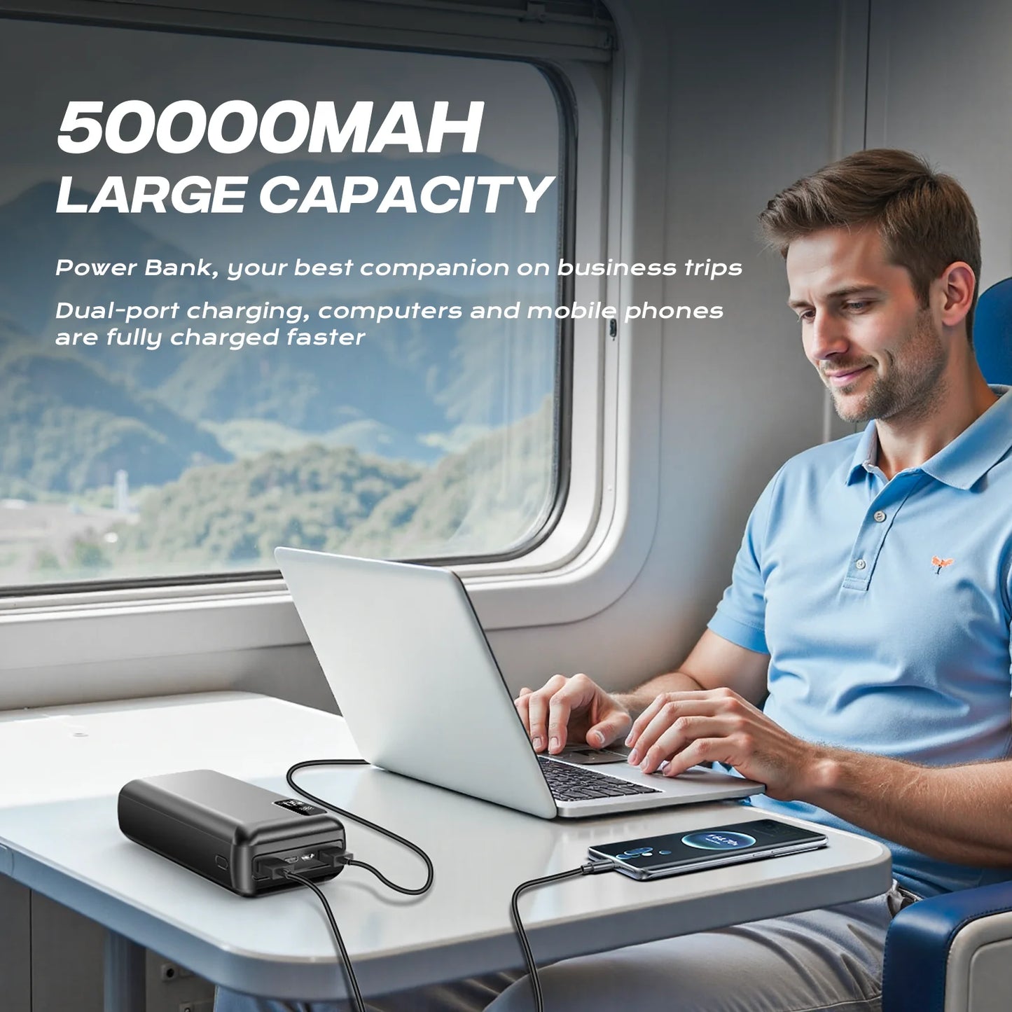 22.5W Powerbank 50000mAh QC PD3.0 Schnellladung tragbares Ladegerät externer Akku für iPad iPhone 17 Xiaomi