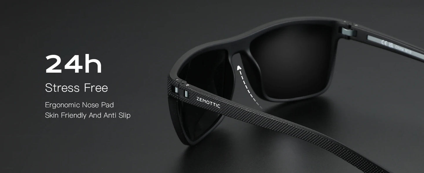 Gafas de sol polarizadas ZENOTTIC para hombre, montura ligera TR90, protección UV400, gafas de sol cuadradas