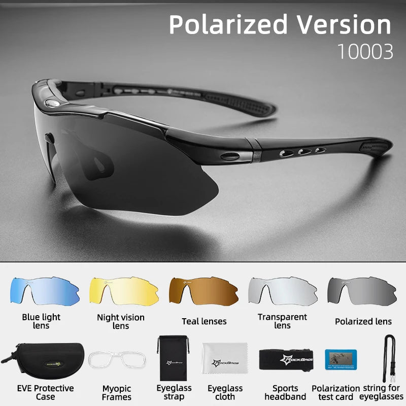 Gafas de ciclismo polarizadas ROCKBROS para hombre, gafas deportivas para carretera, MTB, bicicleta de montaña, protección ocular, 5 lentes