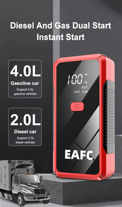 EAFC 12V Auto Starthilfe Powerbank – Tragbarer Jump Starter & Batterie-Booster mit LED-Licht