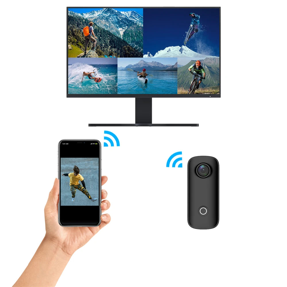 Cámara de acción SJCAM C100 Plus 4K 30M impermeable 2.4G WiFi cámara deportiva para casco de bicicleta y motocicletas