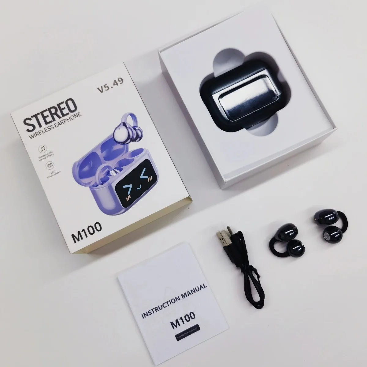 Kabellose Ohrclip-Ohrhörer mit Touchscreen, 144 Sprachen, KI-Echtzeitübersetzung, intelligente Bluetooth-5.4-Earbuds