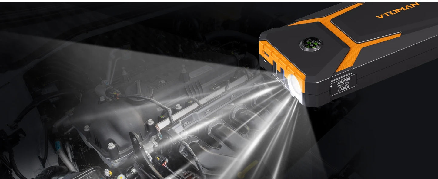 VTOMAN V6 Pro Auto Starthilfe Powerbank 2000A Batterieladegerät Notfall Booster Startgerät Jump Starter