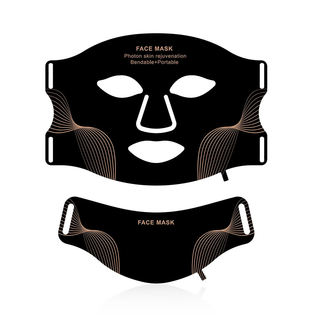 Silikon LED-mask för ansikte med nacke 7-färgers LED-foton rött ljus infraröd terapi flexibel ansiktsmask reparation av hud trådlös användning