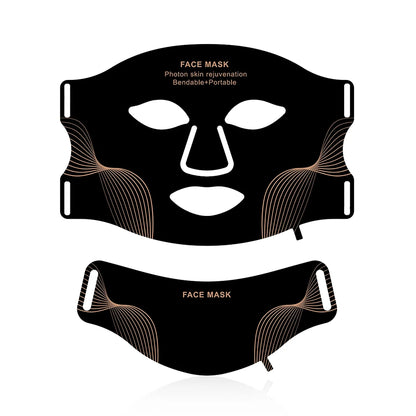 Silikon LED-mask för ansikte med nacke 7-färgers LED-foton rött ljus infraröd terapi flexibel ansiktsmask reparation av hud trådlös användning