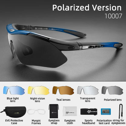 Gafas de ciclismo polarizadas ROCKBROS para hombre, gafas deportivas para carretera, MTB, bicicleta de montaña, protección ocular, 5 lentes