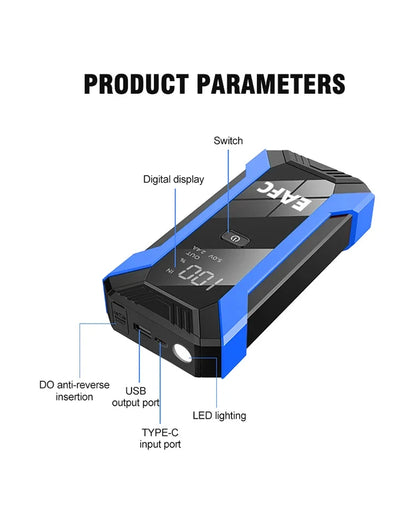 EAFC Auto Starthilfe Powerbank Spitzenstrom 1200A/2000A tragbarer Booster Notfall Batterieladegerät 12V Startgerät