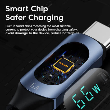 Cable USB Tipo C Toocki 66W Carga rápida Cargador USB A a USB C Cable de pantalla para iPhone 15 Xiaomi POCO F3 Realme Macbook iPad