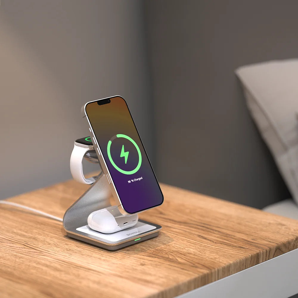 Bonola magnetisk 3 i 1 trådlös laddare för iPhone 17/16/15/13/14/12 30W trådlös laddningsstation för Apple Watch/AirPods Pro