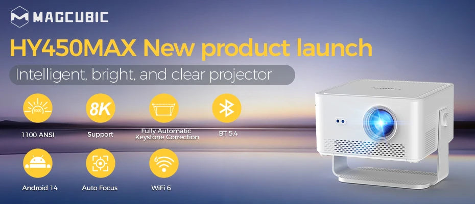 MAGCUBIC Projektor HY300 PRO 8K Android 14 Dual Wifi6 290ANSI Allwinner H726 BT5.4 1080P 1280*720P hemmabio utomhusprojektor