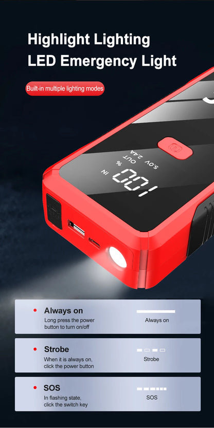 EAFC 12V Auto Starthilfe Powerbank – Tragbarer Jump Starter & Batterie-Booster mit LED-Licht