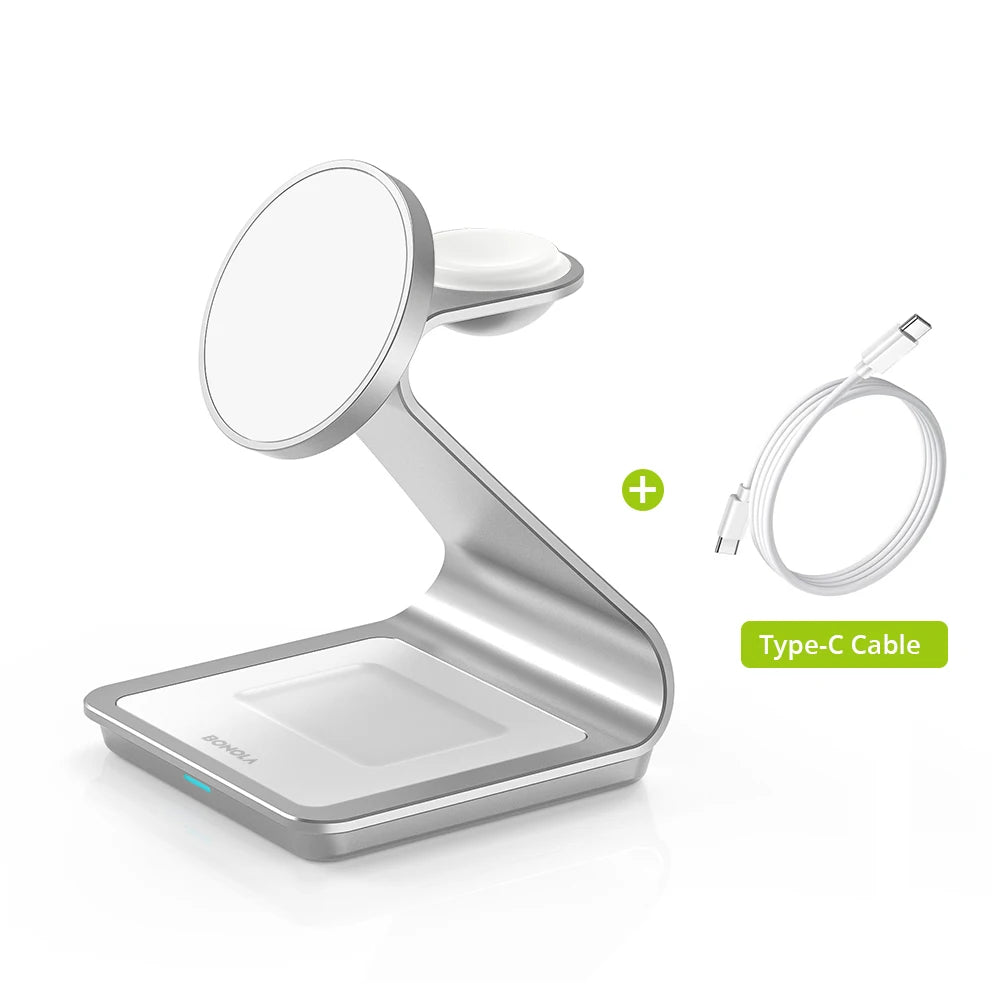 Bonola magnetisk 3 i 1 trådlös laddare för iPhone 17/16/15/13/14/12 30W trådlös laddningsstation för Apple Watch/AirPods Pro